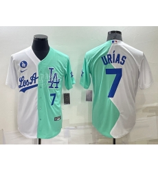 Men Los Angeles Dodgers 7 Julio Urias 2022 All Star White Green Cool Base Stitched Baseball Jersey 2 Men Los Angeles Dodgers 7 Julio Urias 2022 All Star White Green Cool Base Stitched Baseball Jersey 2