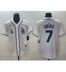 Men Los Angeles Dodgers 7 Julio Urias White Cool Base Stitched Baseball Jersey 2 Men Los Angeles Dodgers 7 Julio Urias White Cool Base Stitched Baseball Jersey 2