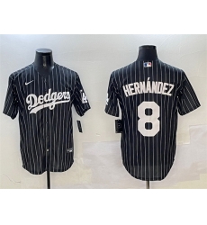Men Los Angeles Dodgers 8 Enrique Hernandez Black Cool Base Stitched Baseball Jersey