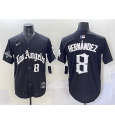 Men Los Angeles Dodgers 8 Enrique Hernandez Black Mexico 2025 LA Gothic Style With 2024 World Series Champions Patch Vapor Premier Limited Stitched Basebal