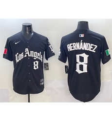 Men Los Angeles Dodgers 8 Enrique Hernandez Black Mexico 2025 LA Gothic Style With Fernando Patch Vapor Premier Limited Stitched Baseball Jersey Men Los Angeles Dodgers 8 Enrique Hernandez Black Mexico 2025 LA Gothic Style With Fernando Patch Vapor Premier Limited Stitched Baseball Jersey