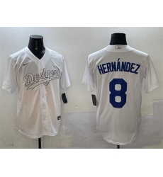 Men Los Angeles Dodgers 8 Enrique Hernandez White Fashion Cool Base Stitched Baseball Jersey