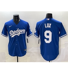 Men Los Angeles Dodgers 9 Gavin Lux Blue Cool Base Stitched Baseball Jersey Men Los Angeles Dodgers 9 Gavin Lux Blue Cool Base Stitched Baseball Jersey