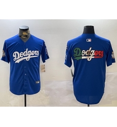 Men Los Angeles Dodgers Blank Blue 2024 World Series With No  34 Patch Home Limited Stitched Baseball Jersey  2