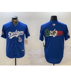 Men Los Angeles Dodgers Blank Blue 2024 World Series With No  34 Patch Home Limited Stitched Baseball Jersey  3