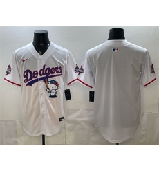 Men Los Angeles Dodgers Blank White Hello Kitty Night 2025 World Series Champions Patch Stitched Baseball Jersey Men Los Angeles Dodgers Blank White Hello Kitty Night 2025 World Series Champions Patch Stitched Baseball Jersey