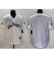 Men Los Angeles Dodgers Blank White Mexico 2025 LA Gothic Style With Fernando Patch Vapor Premier Limited Stitched Baseball Jersey
