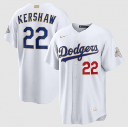 Men Los Angeles Dodgers Clayton Kershaw Nike White 2026 Gold Collection Stadium Jersey