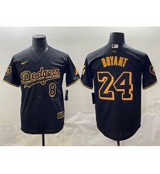 Men Los Angeles Dodgers Front 8 Back 24 Kobe Bryant Black With KB Patch Stitched Jersey