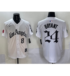 Men Los Angeles Dodgers Front 8 Back 24 Kobe Bryant White Mexico 2025 LA Gothic Style With Fernando Patch Vapor Premier Limited Stitched Baseball Jersey