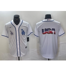 Men Los Angeles Dodgers Gig logo White Cool Base Stitched Baseball Jersey