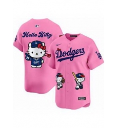 Men Los Angeles Dodgers Hello Kitty Baseball Jersey Pink