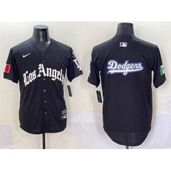 Men Los Angeles Dodgers Team Big Logo Black Mexico 2025 LA Gothic Style With Fernando Patch Vapor Premier Limited Stitched Baseball Jersey 003