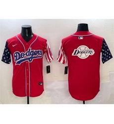 Men Los Angeles Dodgers Team Big Logo Red Limited Stitched Baseball Jersey 002