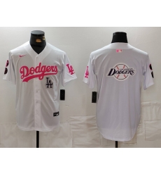 Men Los Angeles Dodgers Team Big Logo White Pink Vin  26 Kobe Patch Stitched Baseball JerseyS 9