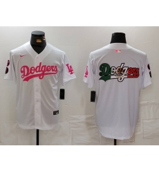 Men Los Angeles Dodgers Team Big Logo White Pink Vin  26 Kobe Patch Stitched Baseball Jerseys