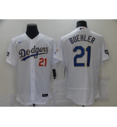 Men Los Angeles Dodgers Walker Buehler 21 Championship Gold Trim White Limited All Stitched Flex Base Jersey Men Los Angeles Dodgers Walker Buehler 21 Championship Gold Trim White Limited All Stitched Flex Base Jersey