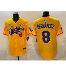 Men Los Angeles Dodgers x One Piece  8 Enrique Hernandez Yellow Vapor Premier Limited Stitched Baseball Jersey