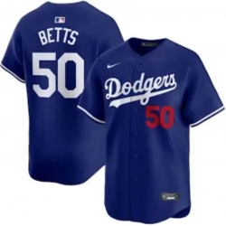 Men Men Los Angeles Dodgers 50 Mookie Betts Blue 2024 Home Elite Stitched Jersey