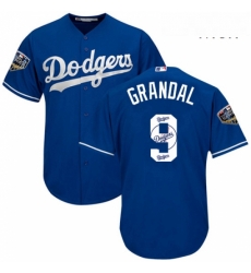 Mens Majestic Los Angeles Dodgers 9 Yasmani Grandal Authentic Royal Blue Team Logo Fashion Cool Base 2018 World Series MLB Jersey Mens Majestic Los Angeles Dodgers 9 Yasmani Grandal Authentic Royal Blue Team Logo Fashion Cool Base 2018 World Series MLB Jersey