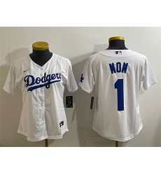 Women Los Angeles Dodgers 1 Mom White Cool Base Stitched Baseball Jersey
