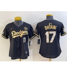 Women Los Angeles Dodgers 17 Shohei Ohtani Black Gold 2024 World Series With Fernando Patch Vapor Limited Stitched Baseball Jersey