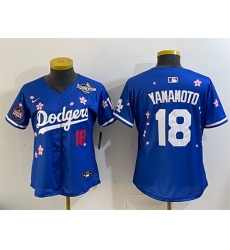 Women Los Angeles Dodgers 18 Yoshinobu Yamamoto Royal 2025 World Series Patch Tokyo Series Limited Stitched Baseball Jersey Women Los Angeles Dodgers 18 Yoshinobu Yamamoto Royal 2025 World Series Patch Tokyo Series Limited Stitched Baseball Jersey