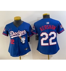 Women Los Angeles Dodgers 22 Clayton Kershaw Royal Hello Kitty Night 2025 World Series Champions Patch Stitched Baseball Jersey Women Los Angeles Dodgers 22 Clayton Kershaw Royal Hello Kitty Night 2025 World Series Champions Patch Stitched Baseball Jersey