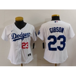 Women Los Angeles Dodgers 23 Kirk Gibson White Stitched Jersey 1