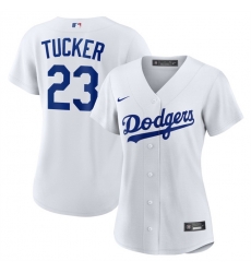 Women Los Angeles Dodgers 23 Kyle Tucker White Cool Base Stitched Baseball Jersey
