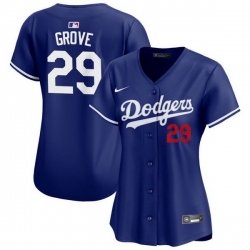 Women Los Angeles Dodgers 29 Michael Grove Blue Stitched Baseball Jersey