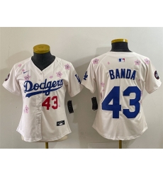 Women Los Angeles Dodgers 43 Anthony Banda Cream 2025 Tokyo Series Limited Stitched Baseball Jersey Women Los Angeles Dodgers 43 Anthony Banda Cream 2025 Tokyo Series Limited Stitched Baseball Jersey