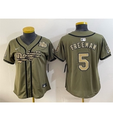 Women Los Angeles Dodgers 5 Freddie Freeman Olive 2026 Armed Forces Day Stitched Baseball Jersey Women Los Angeles Dodgers 5 Freddie Freeman Olive 2026 Armed Forces Day Stitched Baseball Jersey
