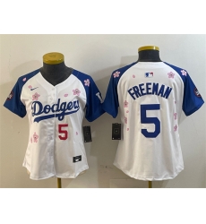 Women Los Angeles Dodgers 5 Freddie Freeman White Royal 2025 Tokyo Series Limited Stitched Baseball Jersey Women Los Angeles Dodgers 5 Freddie Freeman White Royal 2025 Tokyo Series Limited Stitched Baseball Jersey