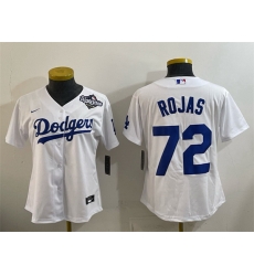 Women Los Angeles Dodgers 72 Miguel Rojas White 2025 World Series Home Cool Base Stitched Baseball Jersey Women Los Angeles Dodgers 72 Miguel Rojas White 2025 World Series Home Cool Base Stitched Baseball Jersey