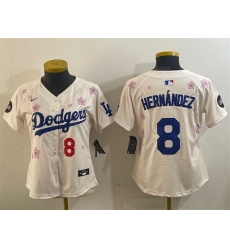 Women Los Angeles Dodgers 8 Enrique Hernandez Cream 2025 Tokyo Series Limited Stitched Baseball Jersey