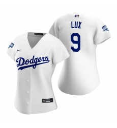 Women Los Angeles Dodgers 9 Gavin Lux White 2020 World Series Champions Replica Jersey