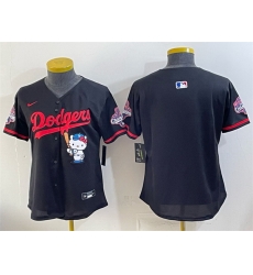 Women Los Angeles Dodgers Blank Black Hello Kitty Night 2025 World Series Champions Patch Stitched Baseball Jersey Women Los Angeles Dodgers Blank Black Hello Kitty Night 2025 World Series Champions Patch Stitched Baseball Jersey