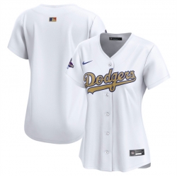 Women Los Angeles Dodgers Blank White 2025 Gold Collection Limited Stitched Baseball Jersey