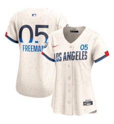 Women Los Angeles Dodgers Freddie Freeman #5 Ice Cream Flex Base 2024 Home Stitched Jersey