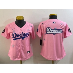 Women Los Angeles Dodgers Team Big Logo Pink 2025 Tokyo Series Limited Stitched Baseball Jersey