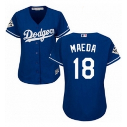 Womens Majestic Los Angeles Dodgers 18 Kenta Maeda Replica Royal Blue Alternate 2017 World Series Bound Cool Base MLB Jersey