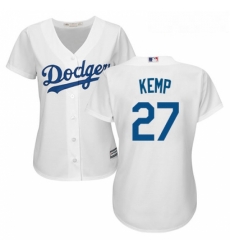 Womens Majestic Los Angeles Dodgers 27 Matt Kemp Replica White Home Cool Base MLB Jersey 