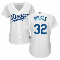 Womens Majestic Los Angeles Dodgers 32 Sandy Koufax Replica White Home Cool Base MLB Jersey