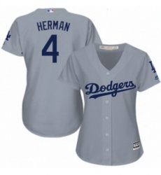 Womens Majestic Los Angeles Dodgers 4 Babe Herman Authentic Grey Road Cool Base MLB Jersey