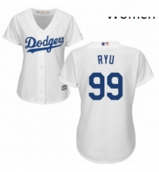 Womens Majestic Los Angeles Dodgers 99 Hyun Jin Ryu Authentic White Home Cool Base MLB Jersey