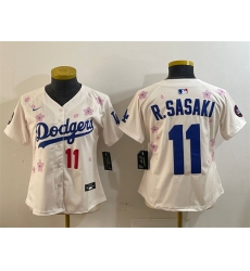 Youth Los Angeles Dodgers 11  Roki Sasaki Cream 2025 Tokyo Series Limited Stitched Baseball Jersey