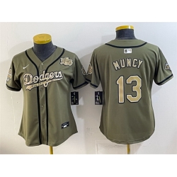 Youth Los Angeles Dodgers  13 Max Muncy Olive 2026 Armed Forces Day Stitched Baseball Jersey