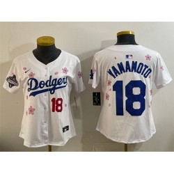 Youth Los Angeles Dodgers 18 Yoshinobu Yamamoto White 2025 World Series Champions Patch Tokyo Series Limited Stitched Baseball Jersey