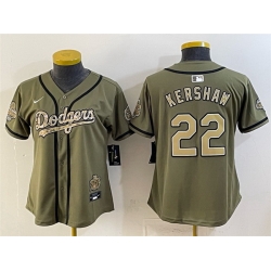 Youth Los Angeles Dodgers  22 Clayton Kershaw Olive 2026 Military Appreciation Game Day Stitched Baseball Jersey